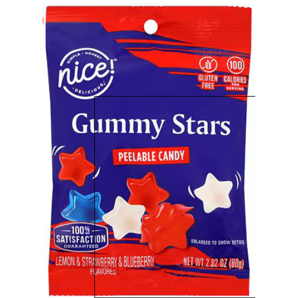Nice! Gummy Stars Peelable Candy Lemon Strawberry Blueberry 2.82oz Viral TIKTOK